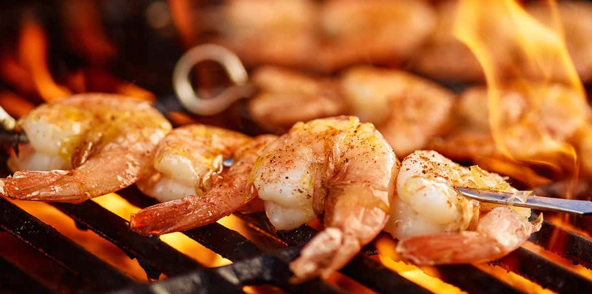 grilled fire sizzling prawn